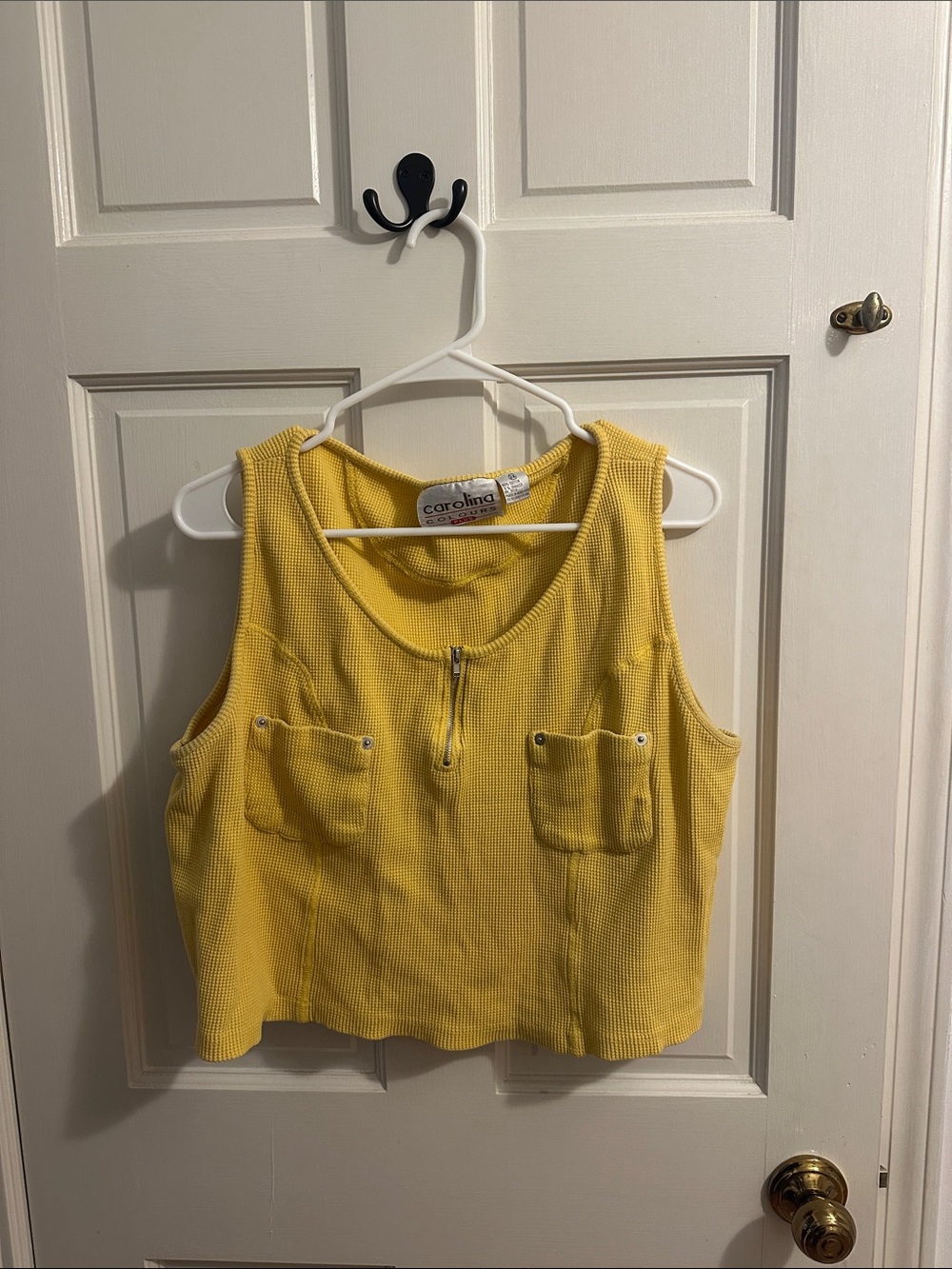 Carolina Yellow Ribbed Zip Tank Top